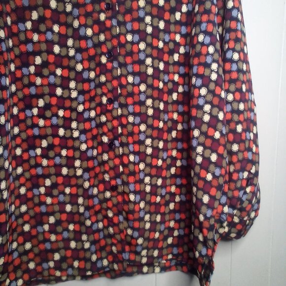 Selene Sport Blouse XL Button Up Long Sleeve Circles Colorful - Picture 9 of 14